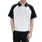 PL1118-P58控782025春夏新款拼色短袖翻领T恤男韩版时尚POLO衫黑，男装T恤，星座1101-1