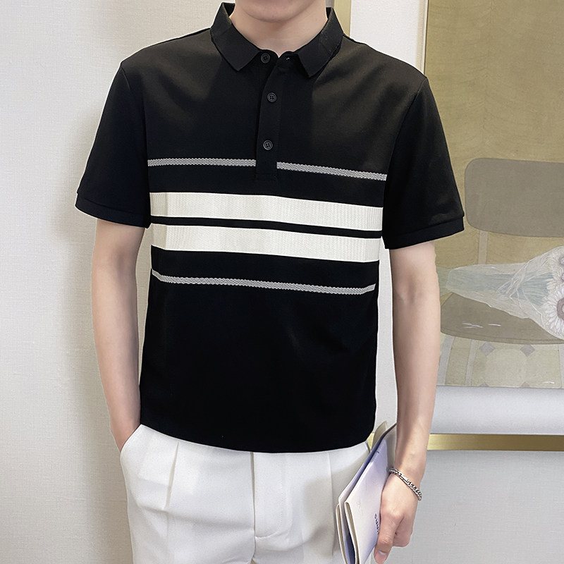 PL1139-P58控782025春夏新款短袖POLO衫男休闲百搭短袖翻领T恤黑，男装T恤，星座1101-1