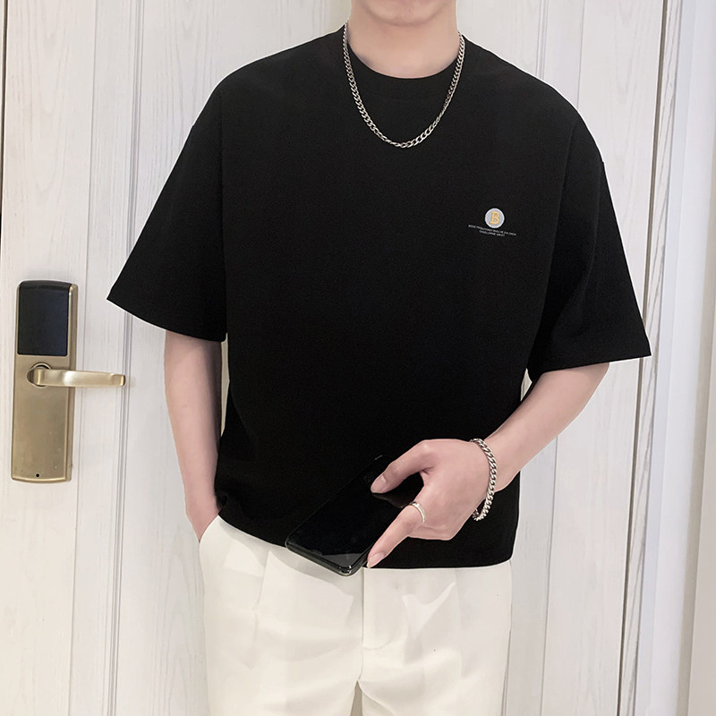 T9551-P55控75宽松短袖T恤男士2025春夏款百搭休闲体恤衫潮流时尚,男装T恤,星座1101-1