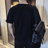 9276P45控65夏季圆领男日系拼接印花短袖T恤衫拼色体恤打底衫黑，男装T恤，星座1101-1