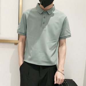 6888特P38控58高品质不起球不褪色不变形9色纯色POLO衫男短袖绿色图片
