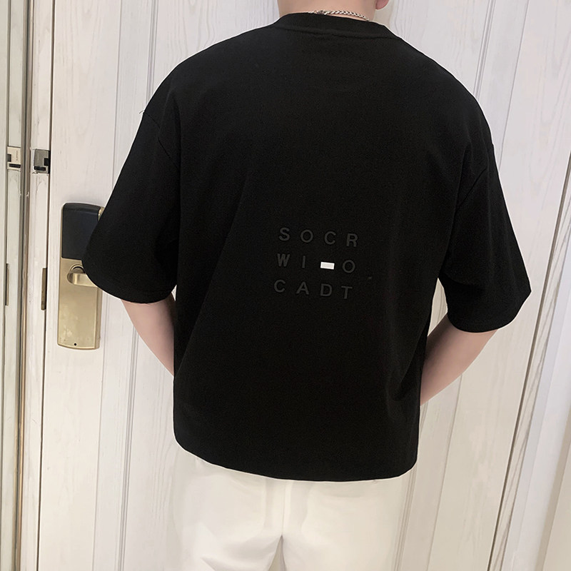 T9555-P55控75时尚立体字母短袖T恤男士2025春夏新款宽松体恤衫,男装T恤,星座1101-1
