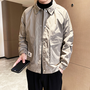JK02 P98控138 秋季工装夹克男韩版宽松翻领外套潮流青年休闲男装图片