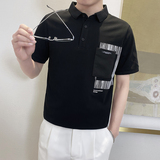 PL1109-P58控78时尚短袖翻领T恤男2025夏款韩版潮流休闲POLO衫黑，男装Polo衫，星座1101-1