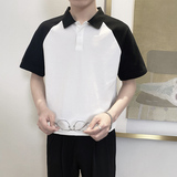 PL1118-P58控782025春夏新款拼色短袖翻领T恤男韩版时尚POLO衫黑，男装T恤，星座1101-1