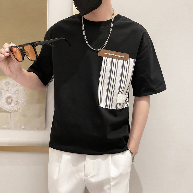 9525-P48控682025春夏新款阔版短袖T恤男时尚宽松体恤衫休闲潮黑,男装T恤,星座1101-1