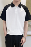 PL1118-P58控782025春夏新款拼色短袖翻领T恤男韩版时尚POLO衫黑，男装T恤，星座1101-1