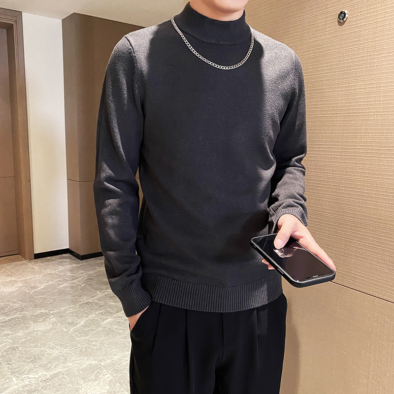 M2310特P45高品质抗起球抖音半高领毛衣男长袖秋针织打底衫，男装T恤，星座1101-1
