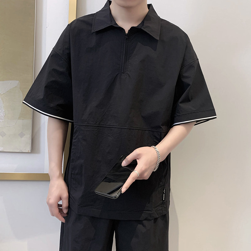 T1921-P70控90短袖衬衣男2025夏季新款翻领短袖T恤时尚POLO衫上衣,男装Polo衫,星座1101-1