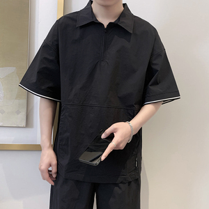 T1921-P70控90短袖衬衣男2025夏季新款翻领短袖T恤时尚POLO衫上衣图片