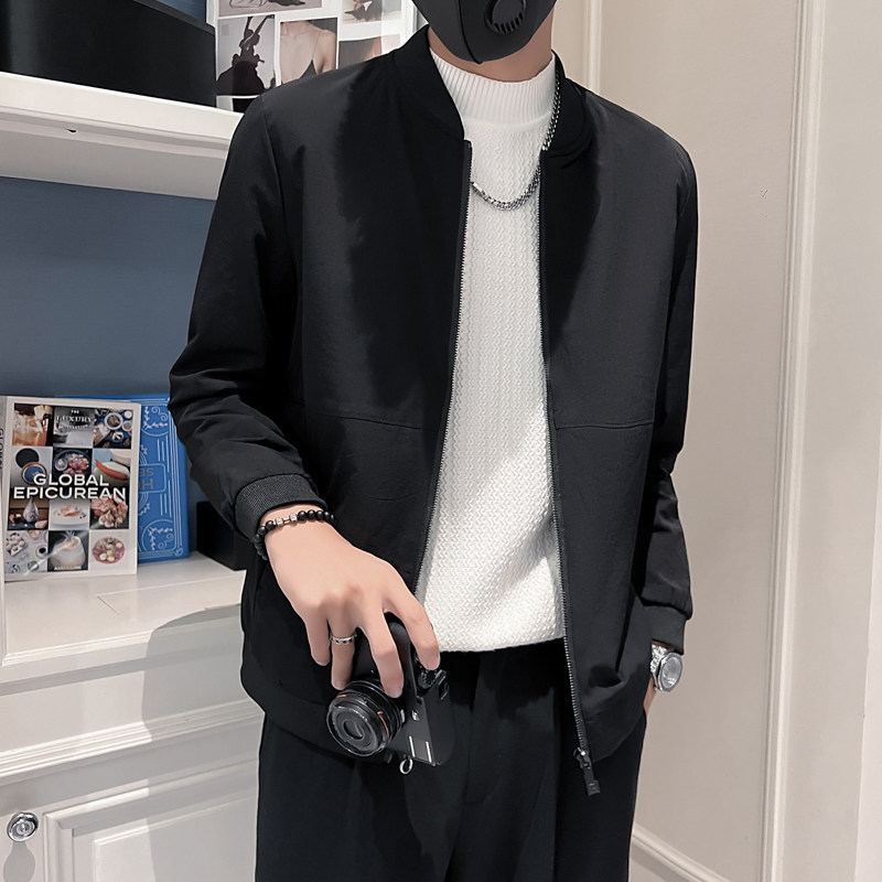 JK2202P88控118男士百搭外套简约男装新款春季上衣潮流夹克衫黑,男装夹克,星座1101-1