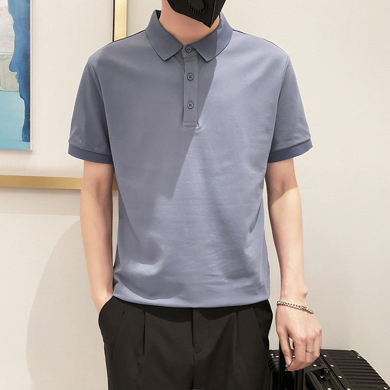 6888-特P38控58高品质不起球不褪色不变形9色纯色POLO衫男短袖蓝,男装T恤,星座1101-1