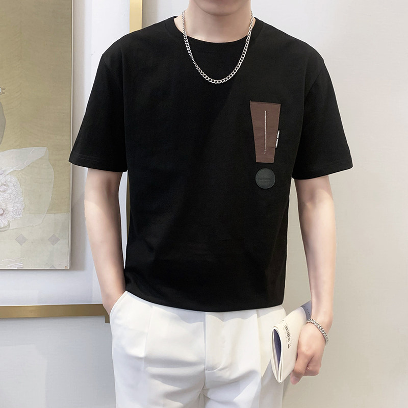 T8021-P55控752025春夏新款短袖T恤男时尚休闲宽松百搭体恤衫黑,男装T恤,星座1101-1