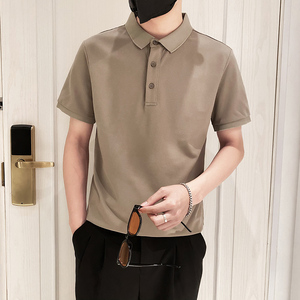 6888-特P38控58 不起球不褪色不变形9色纯色POLO衫男士短袖卡其色图片
