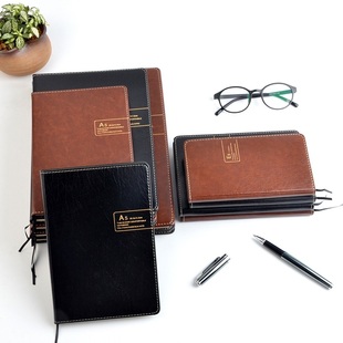 大号博文商务B5笔记本A5皮面记事本120张70G米黄道林纸16k记录本