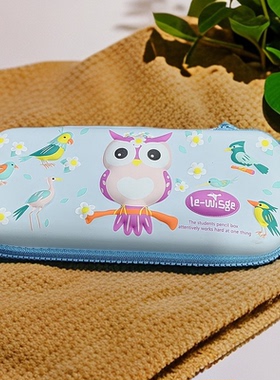 乐盈19038笔袋幼儿园笔盒男女儿童文具盒可爱卡通猫头鹰铅笔盒