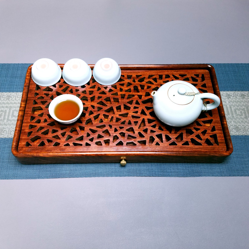 家用客厅茶几茶盘新款花梨整块原木储水排水实木茶台干泡小型托盘