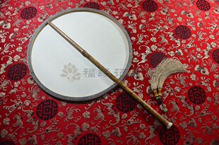 老梅鹿竹满花真丝双面梅箓竹团扇单露柄宫扇梅鹿包圈书画用扇子