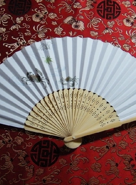 素面底花雅签扇子纸折扇 可当礼品题字祝原 四种图案DIY小礼品扇