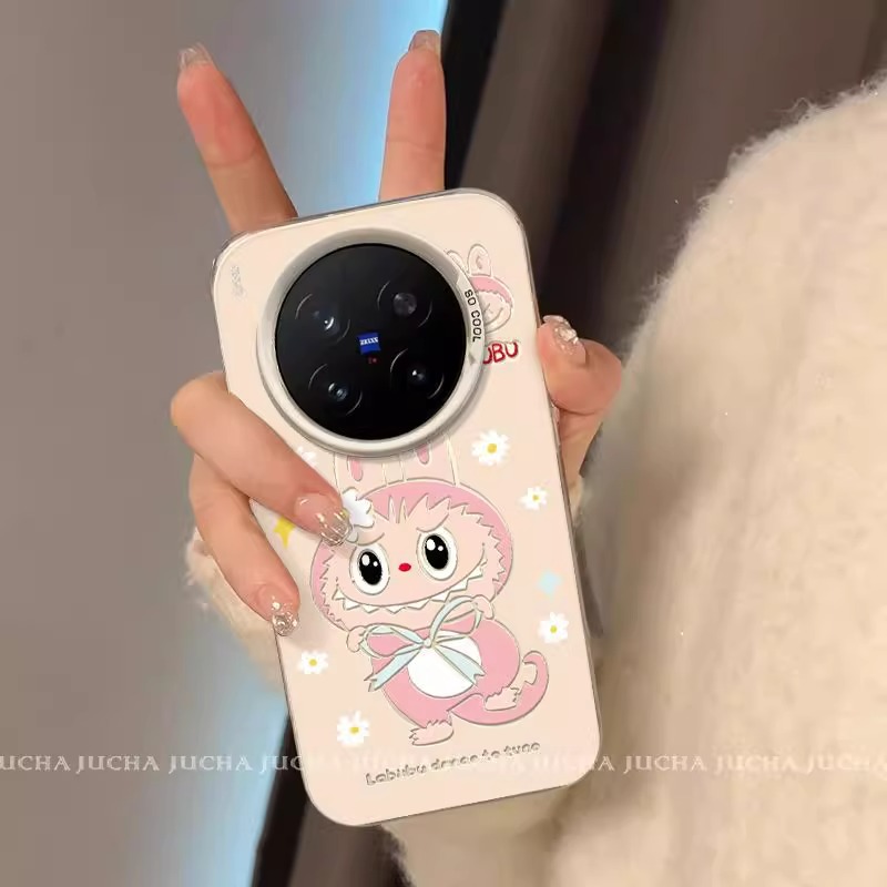 适用粉底拉布布vivox200泡泡玛特labubu手机壳X200ProMini硅胶X100Pro颜控VIVOX90设计感X70小众X80Pro防摔