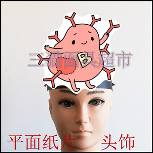 可定制平面纸片卡通面具道具人体树突状免疫细胞NK巨噬T细胞头饰