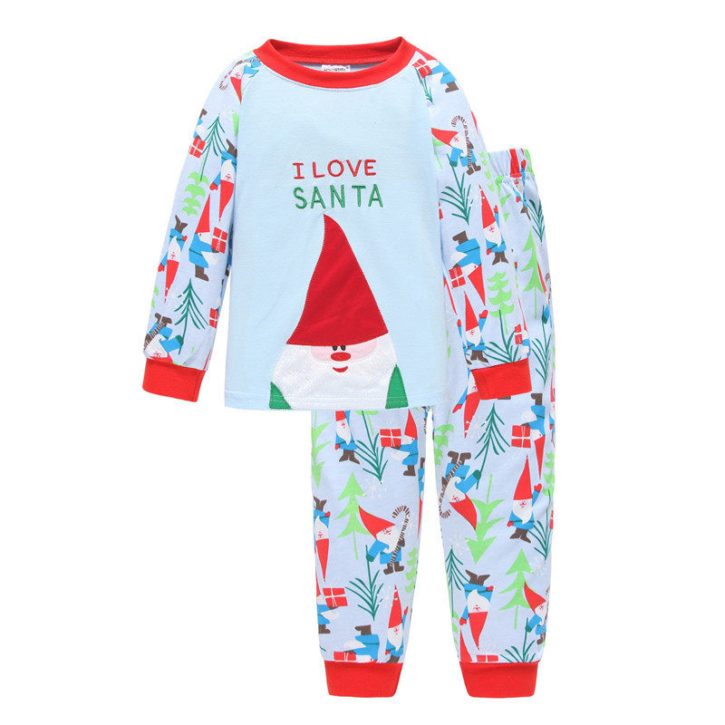 FOREIGN TRADE SPRING AUTUMN AND WINTER NEW CARTOON SANTA CLAUS COTTON MEN WOMEN AND CHILDREN LONG SLEEVE PAJAMAS LOUNGEWEAR TWO-PIECE SET