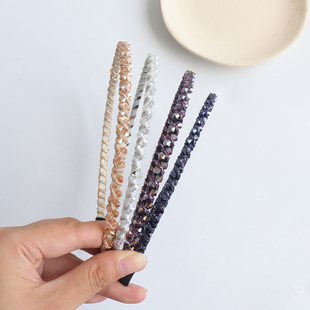 水晶细发箍女夏天公主风高级感满钻复古少女简约百搭珍珠压发头箍