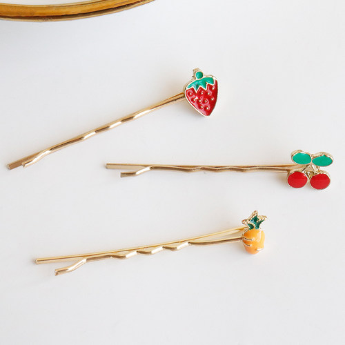 胡萝卜草莓樱桃发夹水果卡边夹女