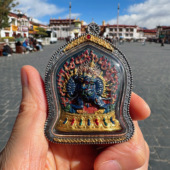 热贡手工古法彩绘善药泥925银外壳大威德擦擦吊坠 赠挂绳西藏直发