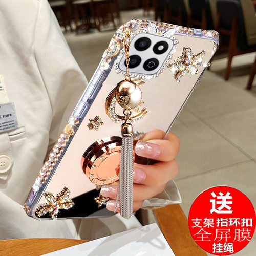 华为荣耀畅玩60plus手机壳5G潮女轻奢高档ALT一AN00网红镶钻Honor畅玩60plus水钻镜面保护套超薄防摔硅胶软壳