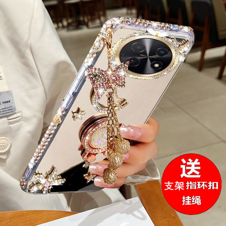 适用华为畅享60x手机壳新款STG一AL00防摔全包STGAL硅胶保护套x60畅想6ox女带支架款ⅹ镜面水钻ALoo软×外壳