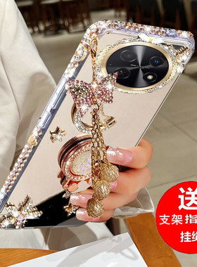 适用华为畅享60x手机壳新款STG一AL00防摔全包STGAL硅胶保护套x60畅想6ox女带支架款ⅹ镜面水钻ALoo软×外壳