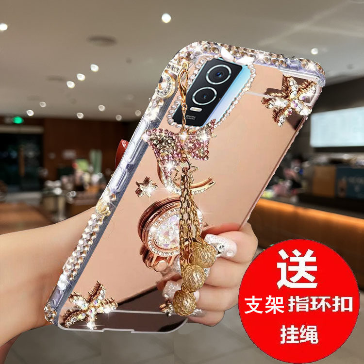 适用于vivoy76s手机壳y76s硅胶套5G镜面V2156A水钻y72t步步高y74s镶钻y76s t1版女款