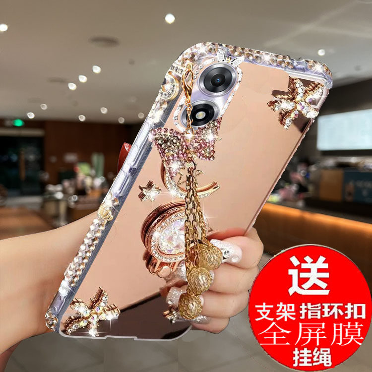 适用于oppoA2x手机壳oppo保护A2x硅胶套PJS110水钻防摔5G软opa新款镜面5g女opopa2x可爱