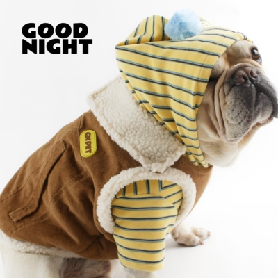 GOODNIGHT晚安法斗巴哥柯基法斗衣服冬狗狗衣服保暖加绒条绒外套