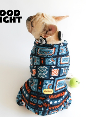 GOODNIGHT晚安法斗巴哥柯基法斗衣服秋冬款狗狗四脚衣保暖澳粒绒