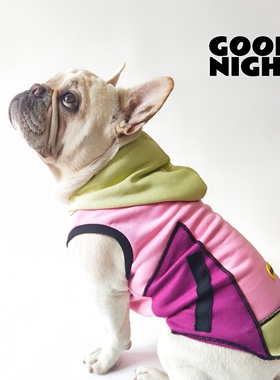 GOODNIGHT晚安法斗巴哥柯基法斗衣服秋冬款连帽套头卫衣狗狗衣服