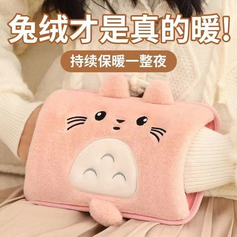 可爱卡通龙猫热水袋充电式暖手宝毛绒防爆电暖宝