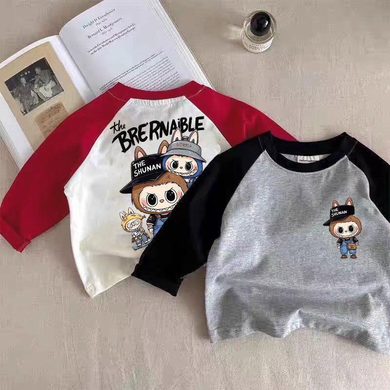 男童女童长袖插肩上衣T恤