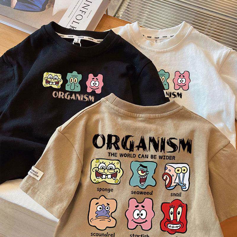 纯棉夏装短袖T恤男女童新款中小儿童宝宝洋气上衣男孩潮流衫t