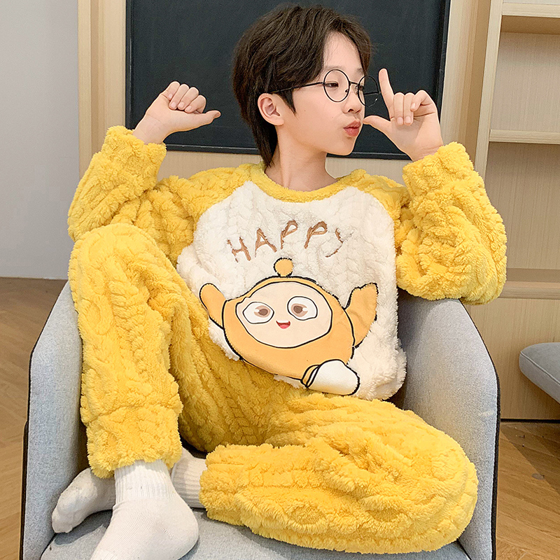 蛋仔派对男童睡衣冬季珊瑚绒加厚