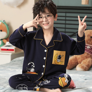 儿童睡衣春秋男孩长袖宝宝纯棉男童中大童青少年家居服套装太空人