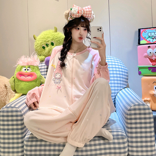 超火连体睡衣女童新款纯棉春秋长袖卡通可爱家居服中大童连身睡袋