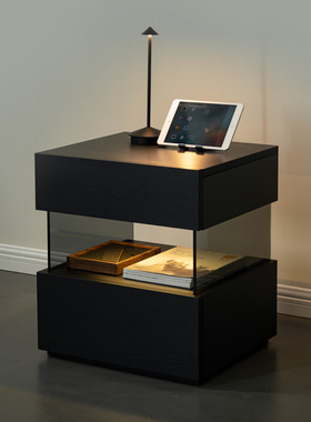 意式极简悬浮床头柜北欧风床边柜简约现代卧室床头储物收纳柜边几