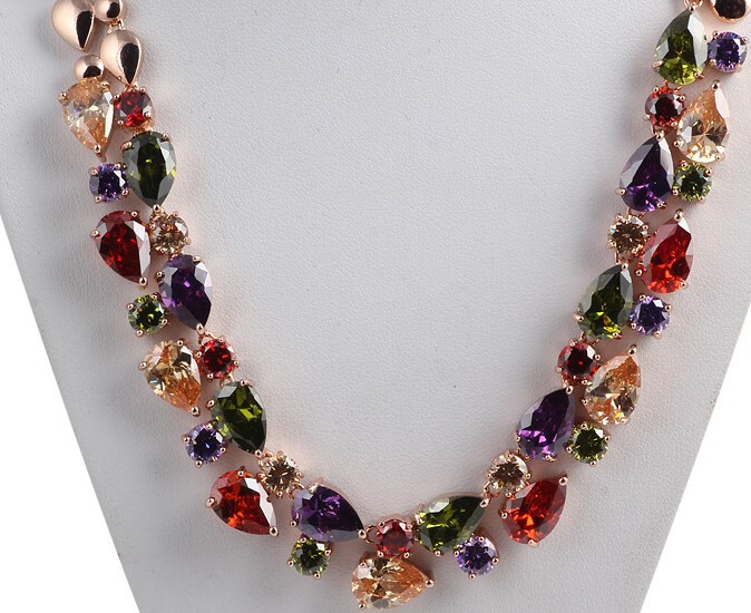 合成锆石镶钻项链女气质个性韩国水晶锁骨链毛衣链简约新娘配饰