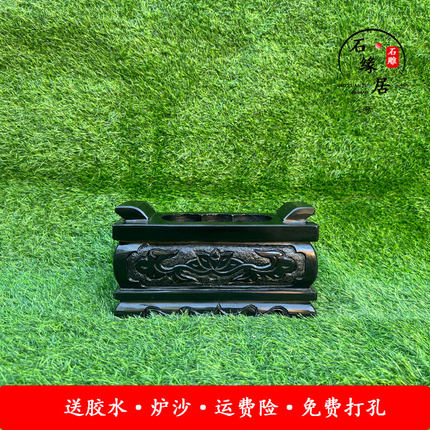 石香炉天然石头汉白玉石材青石石雕陵园公墓供奉狮子香炉花瓶摆件
