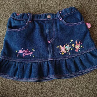 RichGirl少女日系小清新牛仔半身裙女小个子新款 甜美绣花卡通短裙