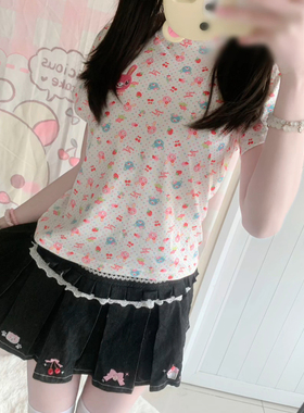 软妹RichGirl少女日系软妹可爱印花短袖T恤新款蛋糕裙