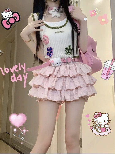 RichGirl蓬蓬裙百搭原宿亚比风y2k南瓜粉色短裙纯欲立体蛋糕裙裤