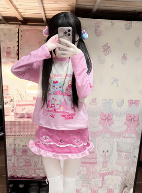 RichGirl少女复刻mp日系童趣甜美可爱软妹卡通长袖印花T恤